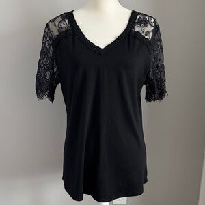 Elegant Black Lace Sleeve Women's Top